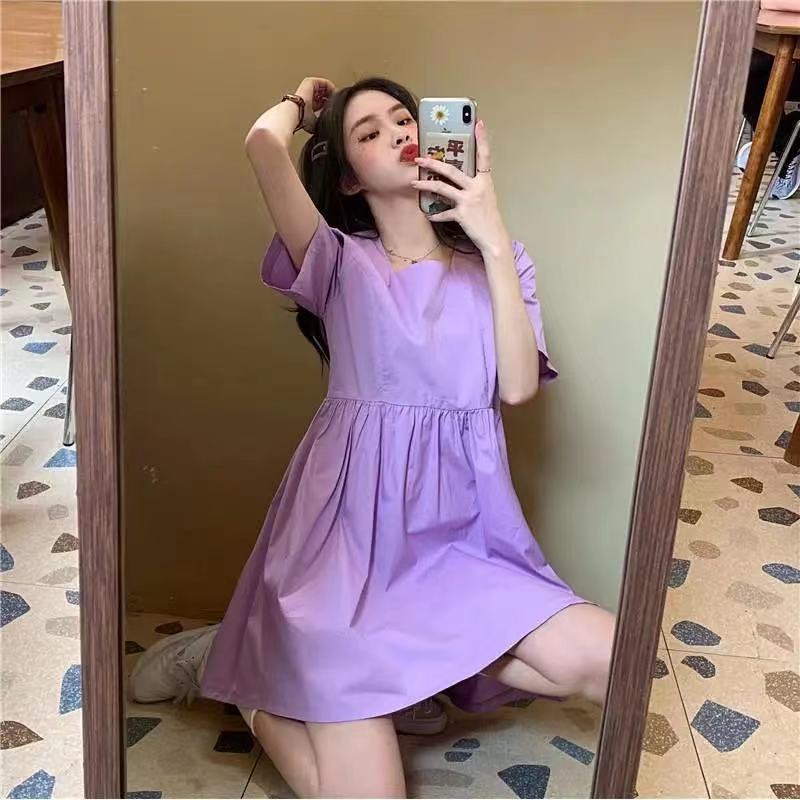 Đầm chữ A tay phồng hở lưng màu đen phong cách Pháp thanh lịch quyến rũ cho nữ