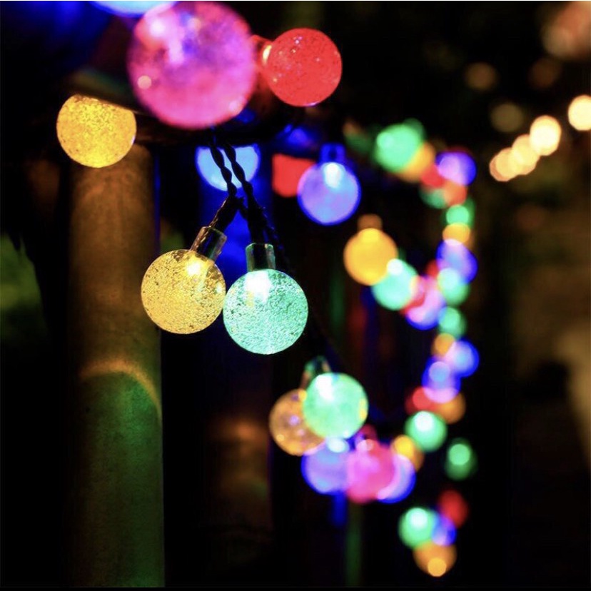 (Cắm Điện-10 Mét) Dây Đèn Led Trang Trí Bi Bọt Bóng Pha Lê Có Phích Nối Dài Dây Decor Tiệc Noel Lễ Tết