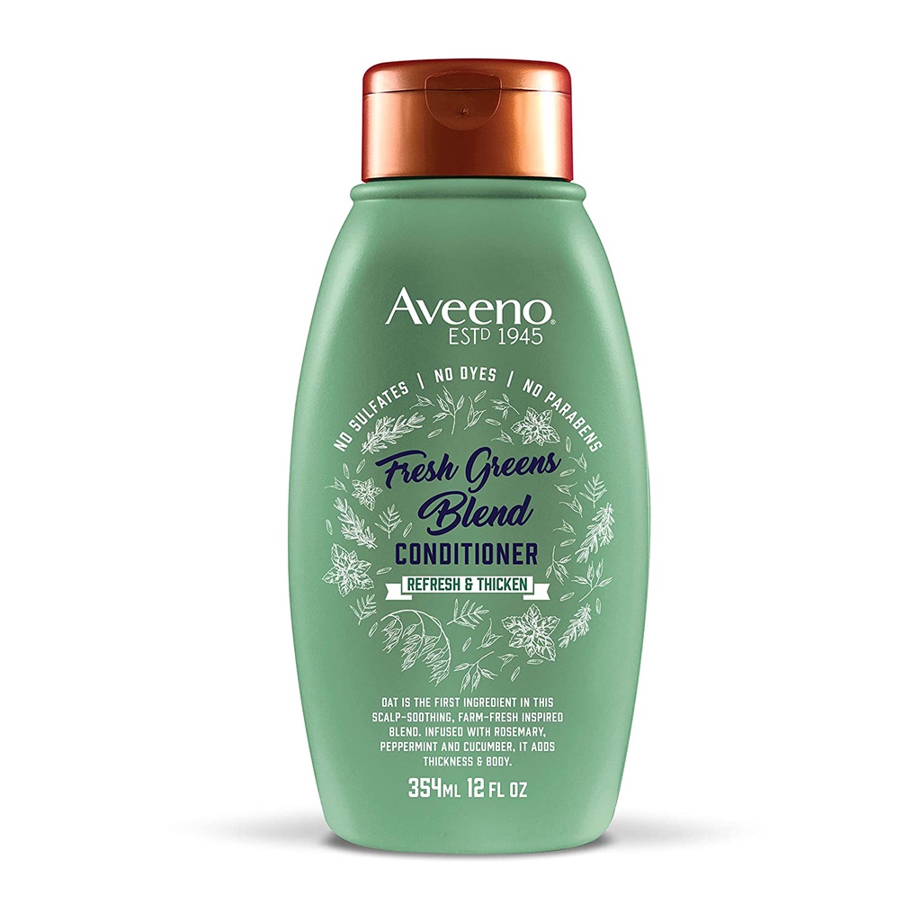 Bill US - Set dầu gội &amp; dầu xả dày tóc AVEENO FRESH GREEN 354ml