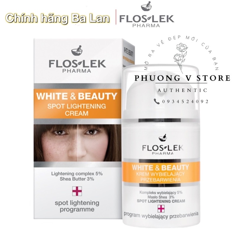 ✅ Floslek Kem Dưỡng Trắng da ban đêm Spot lightening White And Beauty 50ml