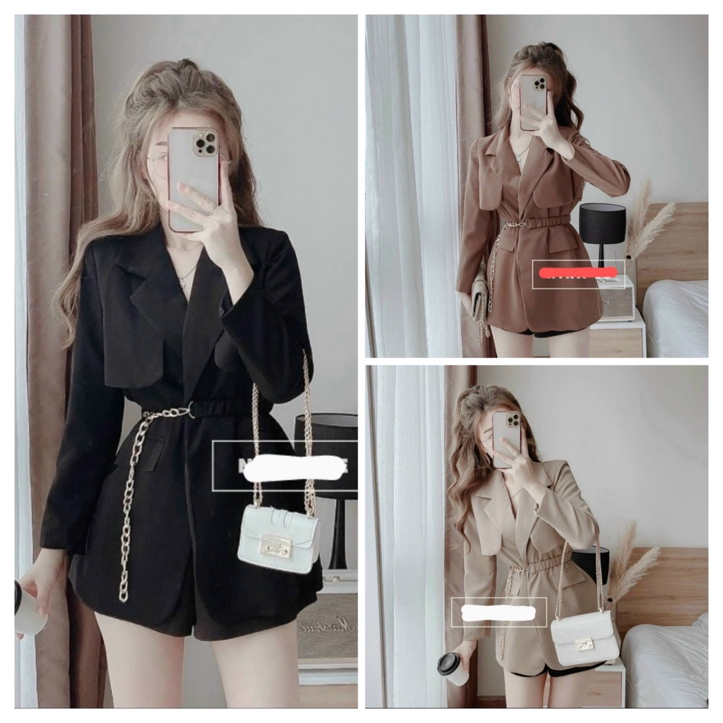 Áo khoác vest form dài chất vải katê lụa dày dặn may hai lớp hàng QC Size dưới 60kg clip chính chủ