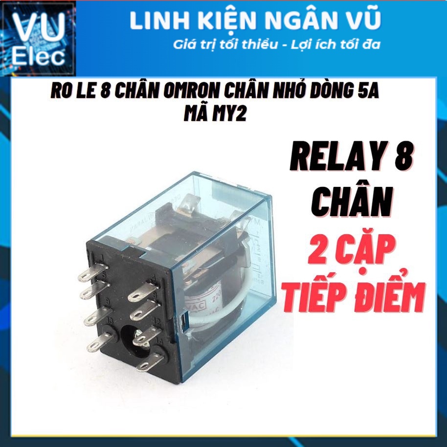 Rơ le (relay) trung gian omron MY2 12V, 24V, 220V loại 8 chân nhỏ,rlay omron