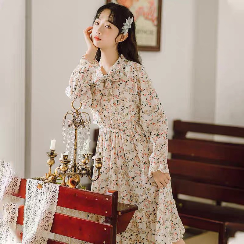 Váy hoa nhí cổ buộc nơ xinh xắn, Đầm hoa nhí vintage cổ nơ 2021 - Dorita Boutique | BigBuy360 - bigbuy360.vn