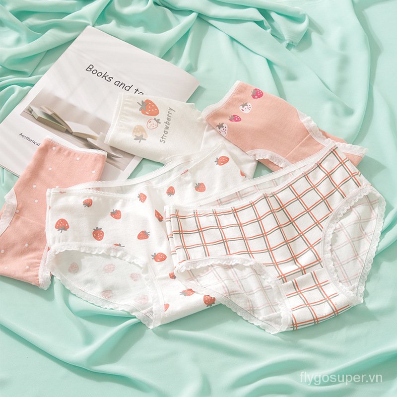 Quần lót cotton lưng vừa in họa tiết trái cây phong cách Nhật Bản mới cho nữ | BigBuy360 - bigbuy360.vn