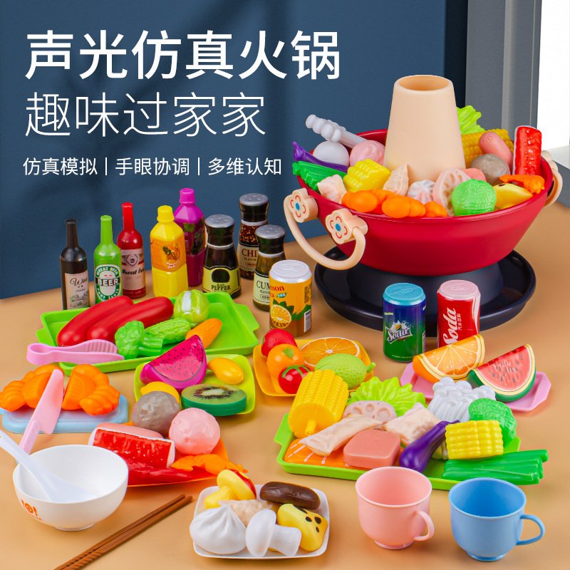 Đồ chơi nấu ăn mô phỏng nồi lẩu set mô hình đồ chơi nấu lẩu cho bé sáng tạo quà Noel E956