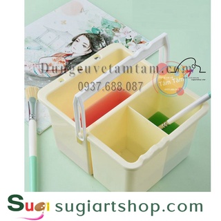 Xô rửa cọ đa năng 3 ngăn - ly rửa cọ đa năng ghép gọn - dụng cụ vẽ tâm tâm
