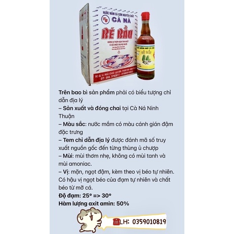 NƯỚC MẮM CÀ NÁ BÉ BẦU (1 Lít 2 chai thuỷ tinh)