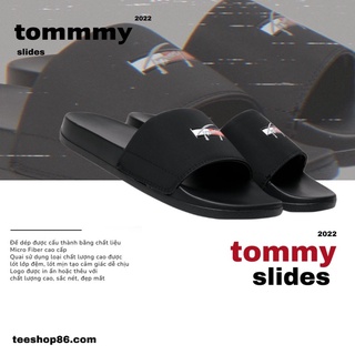 Dép quai ngang- Tommy Logo basic Đen