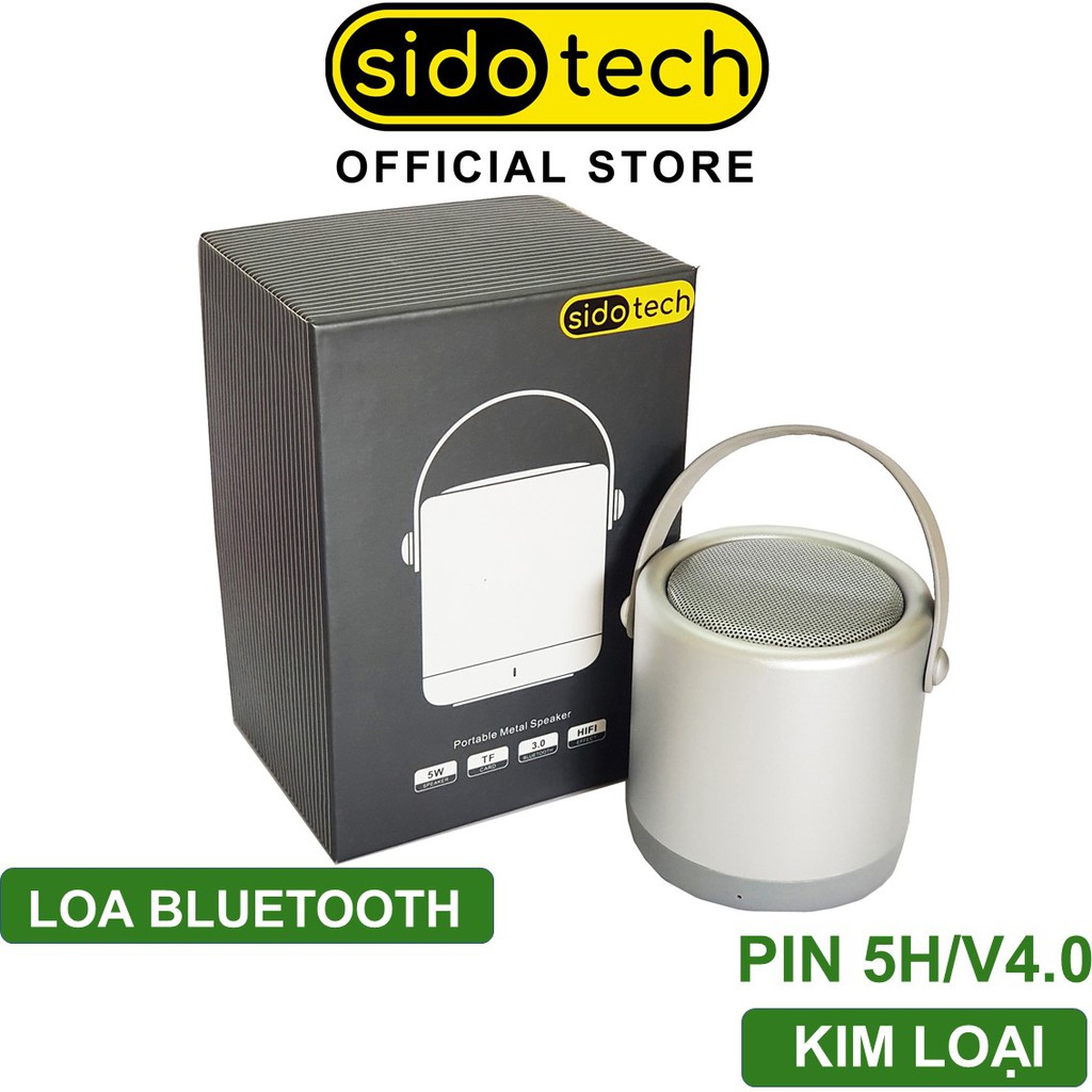 Loa bluetooth mini cầm tay SIDOTECH A056 vỏ kim loại - Super Bass 5.1/Pin 3h/10M/Bluetooth V4.1 - BH chính hãng