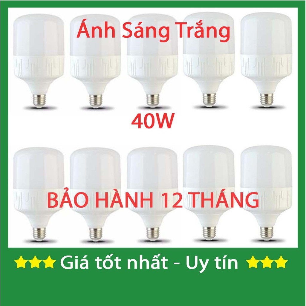 [Sĩ] Bộ 10 bóng đèn Led trụ 40W Siêu sáng - tiết kiệm điện (Trắng)