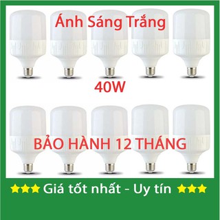 [Sĩ] Bộ 10 bóng đèn Led trụ 40W Siêu sáng - tiết kiệm điện (Trắng)