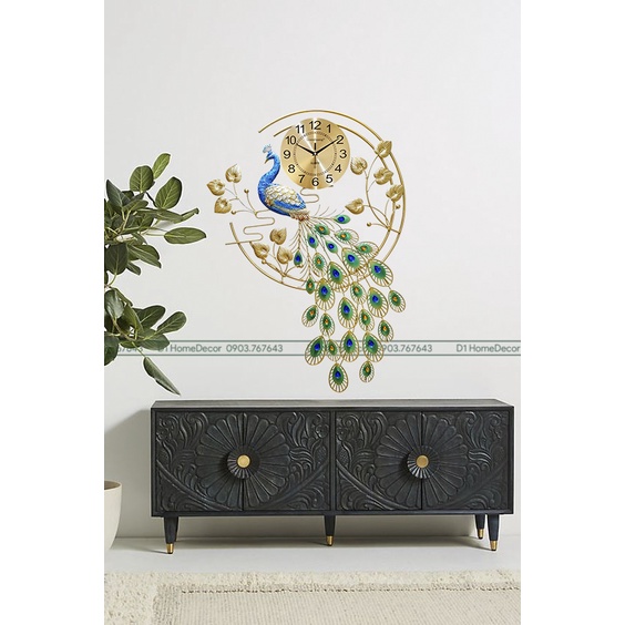 Đồng Hồ Treo Tường Con Chim Công Tài Lộc Chính Hãng D1 Home Kim Trôi Trang Trí Tường Decor - 78