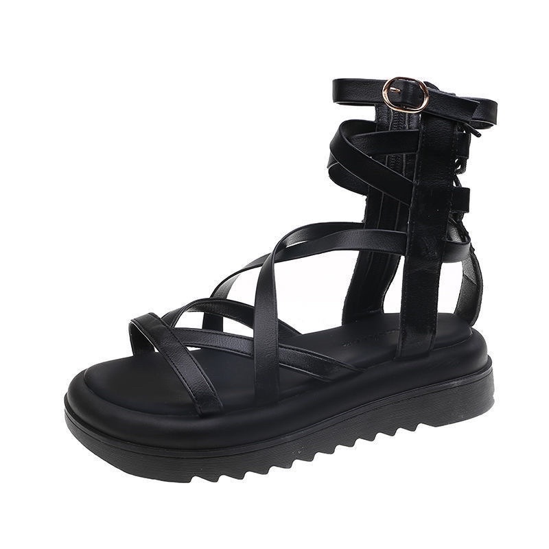 Sandal nữ đế xuồng quai chéo thời trang, xăng đan nữ da mềm cá tính mùa hè ulzzang chống thấm nước