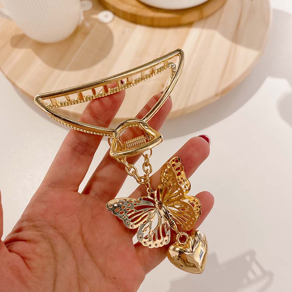 Kẹp tóc hình bướm trái tim phong cách Hàn Quốc cổ điển cho nữ