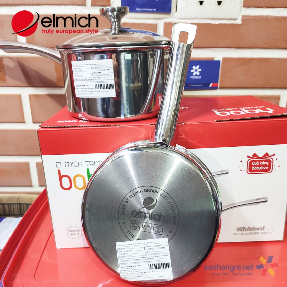 Bộ nồi và chảo Inox 304 chống dính thân đúc đáy liền Elmich Trimax Baby đường kính 16cm EDA-035