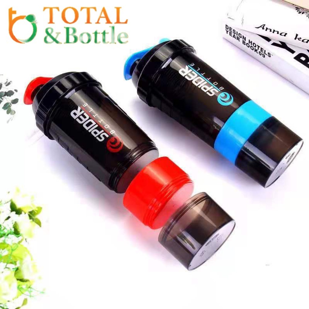 Bình nước thể thao tập gym SPIDER BOTTLE bình lắc Shaker Whey 500ml - Total Bottle