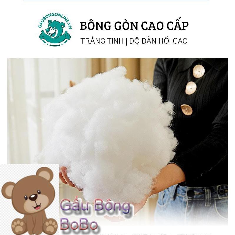 [BOBO] 1 KG Bông gòn lông xoắn 3 chiều 7D trắng tinh,  cao cấp nhồi gối, gấu bông