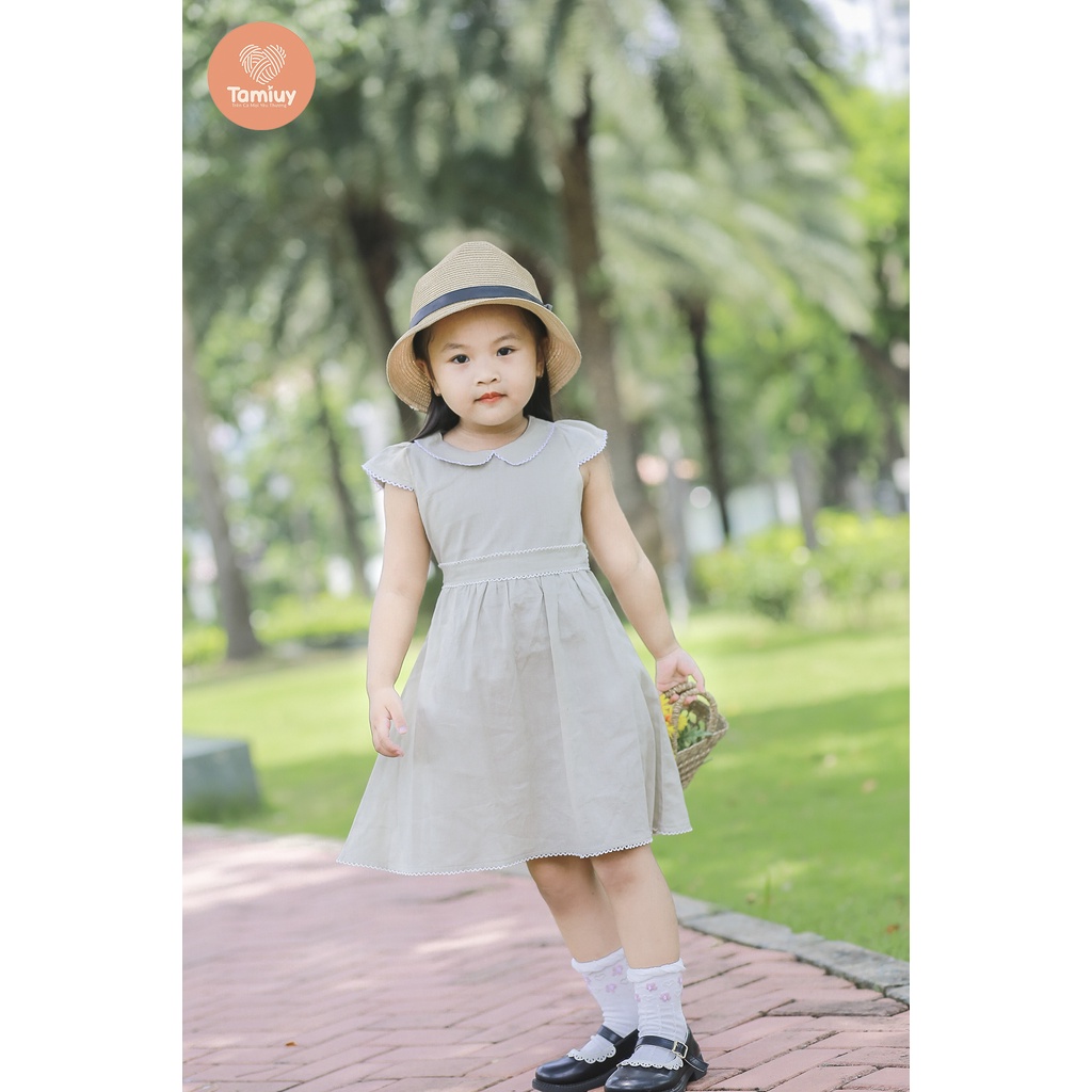 Váy Bé Gái Tamiuy Cao Cấp Thiết Kế Tay Phồng Cánh Tiên Rode ở Cổ Và Eo Chất Liệu Linen Mềm Mại Size Trung