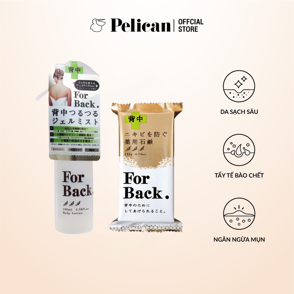 Combo Xà phòng và Lotion xịt For Back Pelican ngăn ngừa mụn lưng ngừa thâm