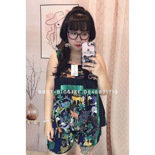 𝐁𝐁𝐗𝐓•𝐁𝐢𝐠𝐬𝐢𝐳𝐞Bộ lụa 2 dây xếp ly ngực BIGSIZE [Ảnh thật mẫu béo]