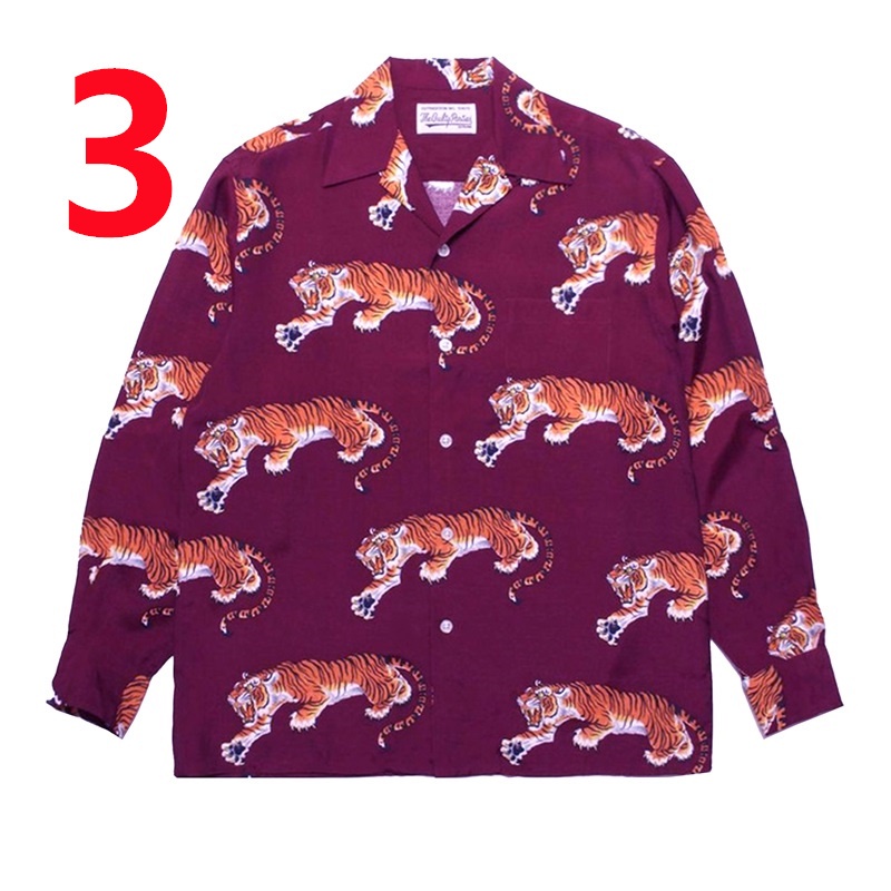 Áo Sơ Mi WACKO MARIA Tay Dài In Hình Hổ Plus Size Cho Nam Và Nữ