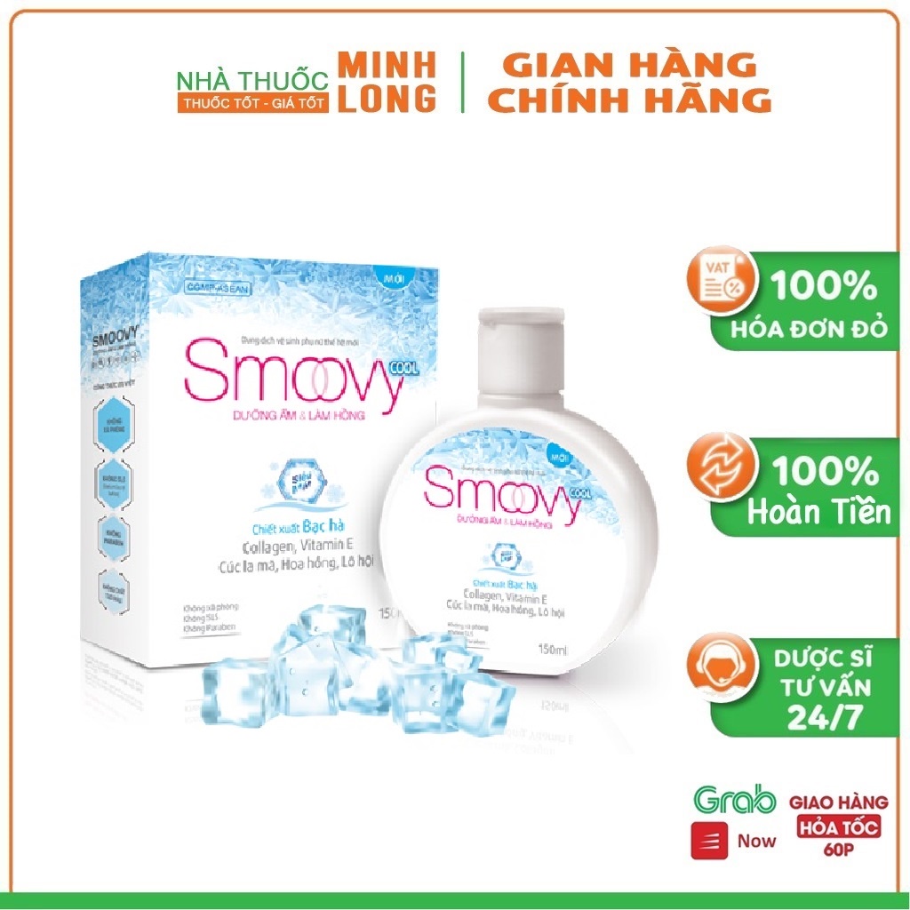 Dung dịch vệ sinh phụ nữ Smoovy Bạc Hà mát lạnh sảng khoái 150ml