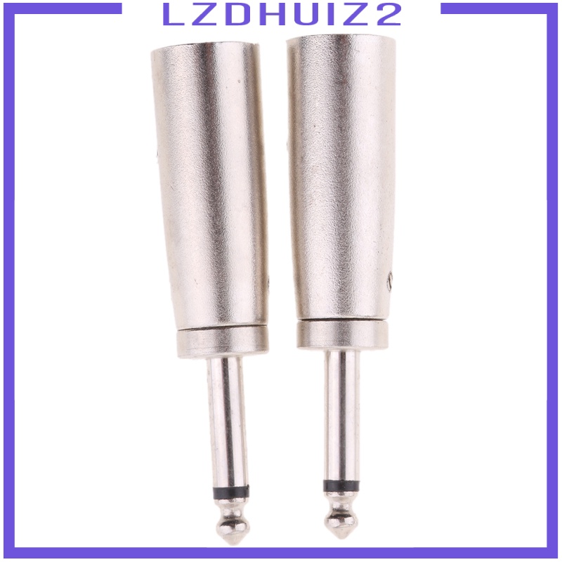 Les Fleurs 2 Pack XLR 3-Pin Male to 1/4\" 6.35mm Mono Male Jack Audio Mic Adapter