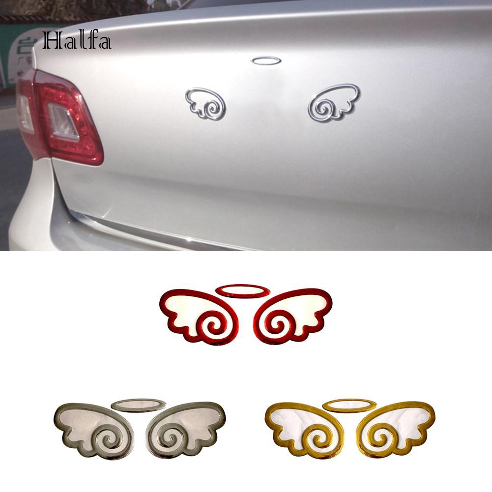 HL☆Car Styling Lovely 3D Angel Wings Sticker Vehicle Body Logo Decal Decoration