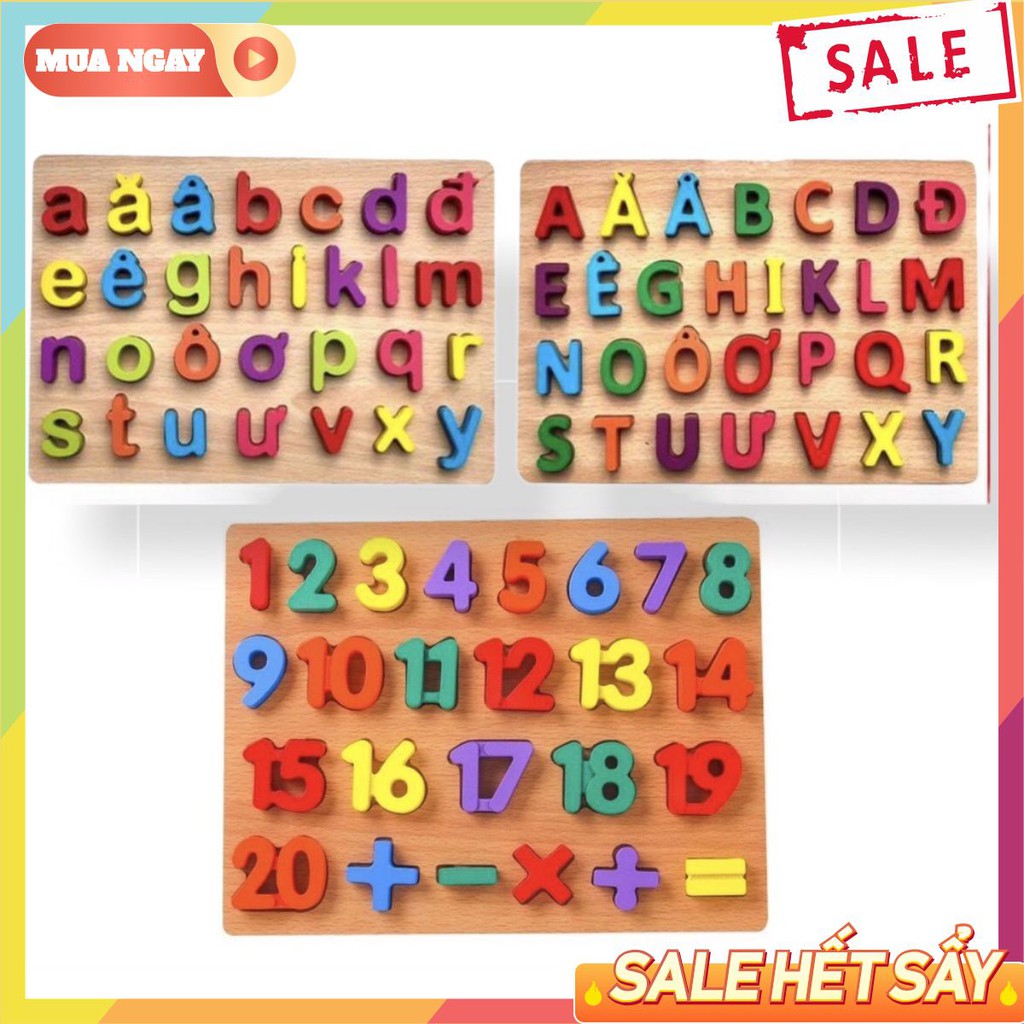 Bộ Bảng Chữ Cái In Hoa, Chữ thường Tiếng Việt Và Bảng 20 Số kèm Phép Tính Bằng Gỗ Benrikids