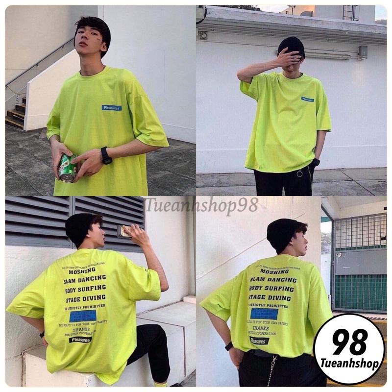 Áo thun XANH DẠ QUANG nam nữ tay lỡ phom rộng Unisex 38-65kg Oversize áo đôi, áo nhóm