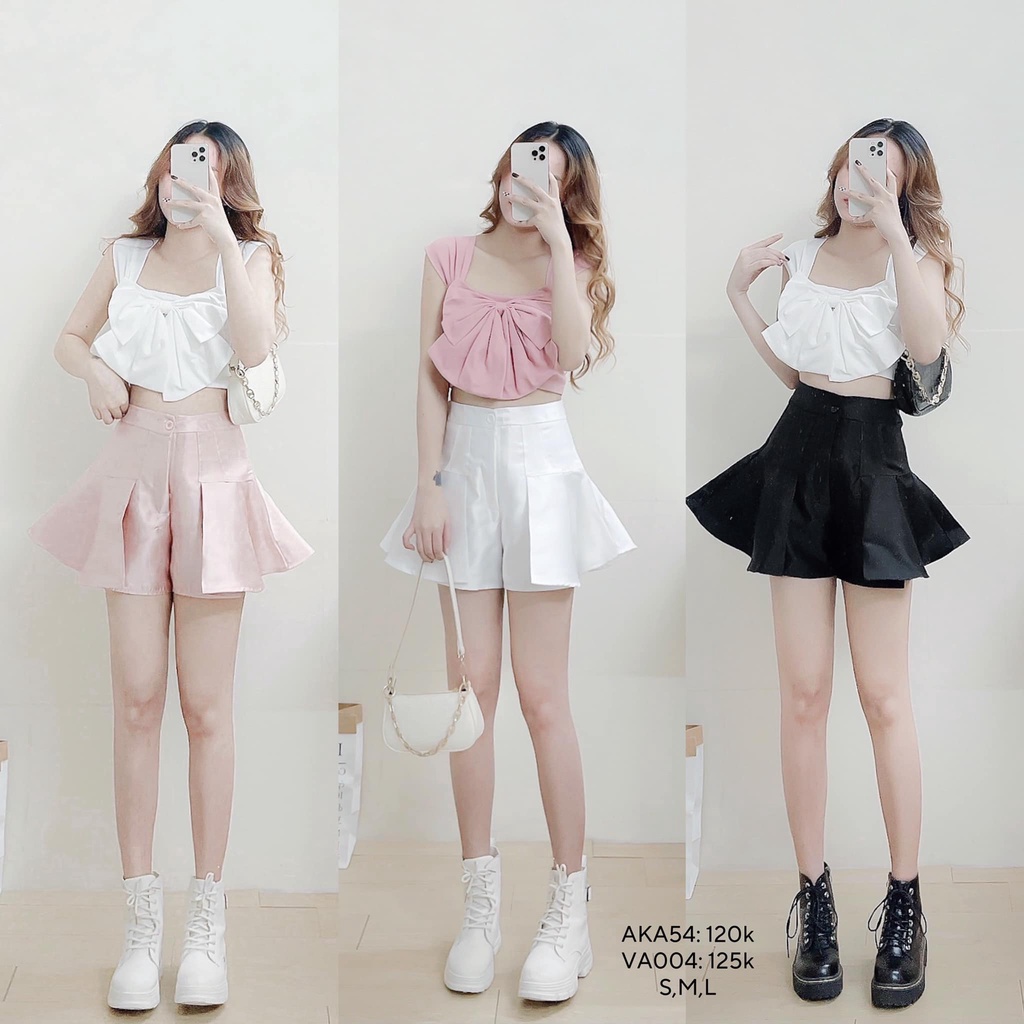 (Mẫu mới) Áo Croptop Nơ Ngực Dây Kéo Lưng_AKA54