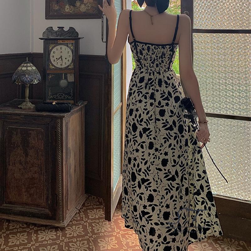 Đầm Hai Dây Dáng Chữ A In Họa Tiết Hoa Thanh Lịch Cho Nữ