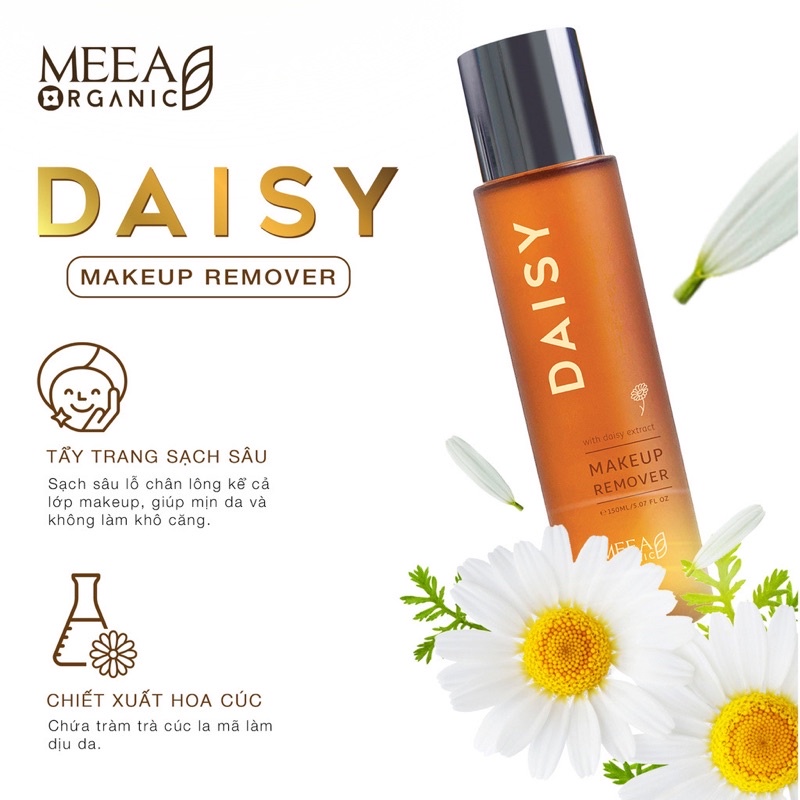 (C.Hãng100%) Tẩy Trang Daisy Makeup Remover - Meea Organic ( Mua 2 Tặng 1 Bông )