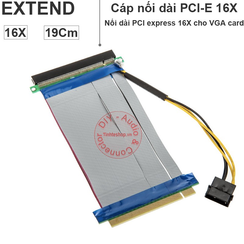 Cáp nối dài mở rộng khe PCI-E 16X cho VGA card màn hình cho PC Máy tính để bàn hỗ trợ nguồn