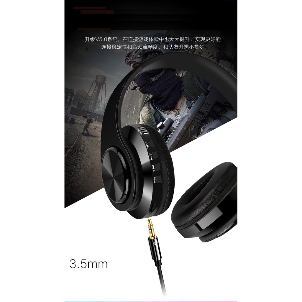 Tai Nghe Bluetooth Chụp Tai B3 V5.0 Kèm Jack 3.5 Siêu Bass DJ
