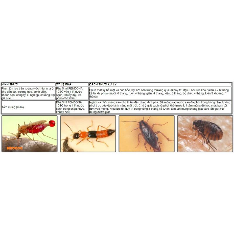 Thuốc diệt muỗi,bọ chét,côn trùng trong nhà FENDOA10 SC 5ml