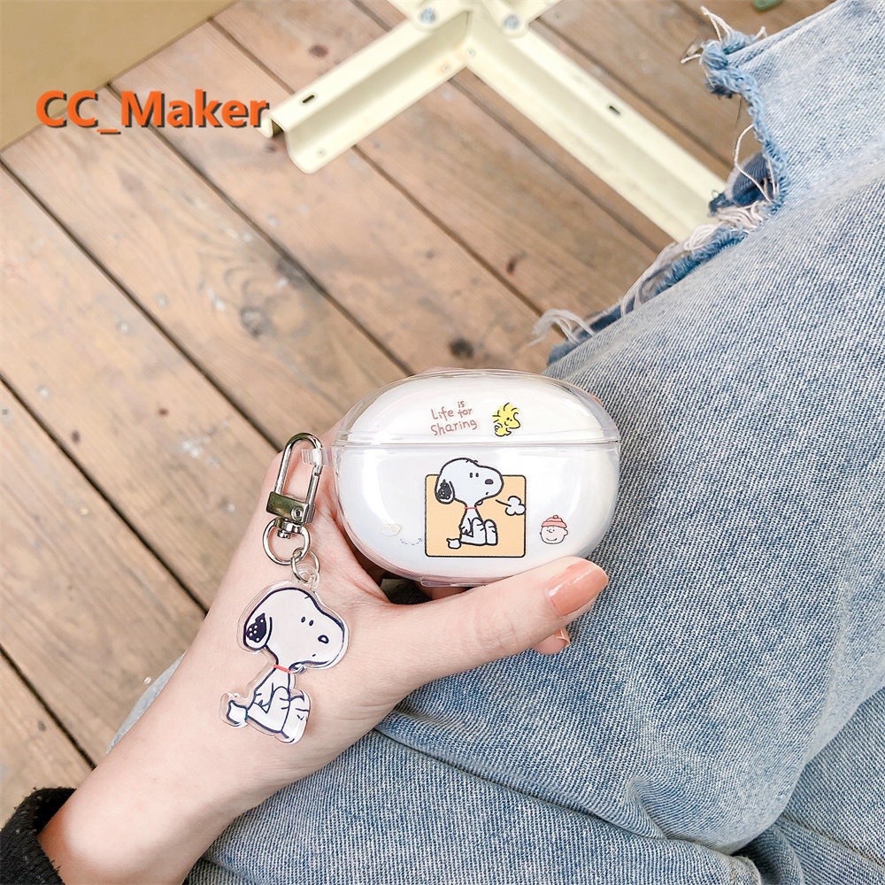 Vỏ Bảo Vệ Hộp Sạc Tai Nghe OPPO Enco X Bằng Silicon Trong Suốt Họa Tiết Hoạt Hình Snoopy Dễ Thương