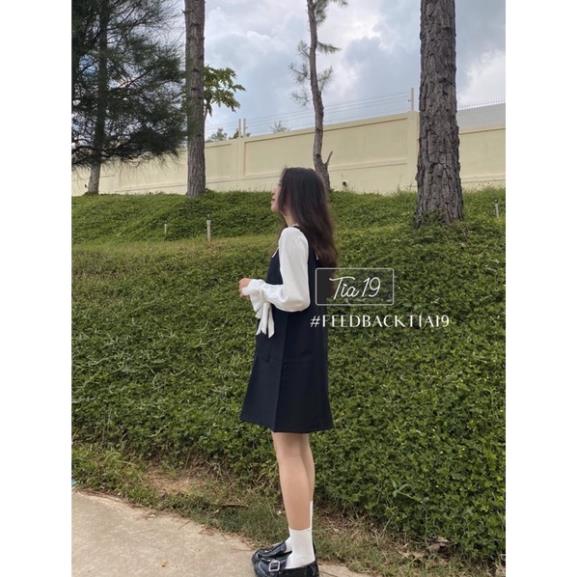 ঔৣ Váy sơ mi babydoll nơ tay Tia19. Đầm sơmi pha dáng suông tiểu thư ulzzang ( Ảnh Thật) ঔৣ