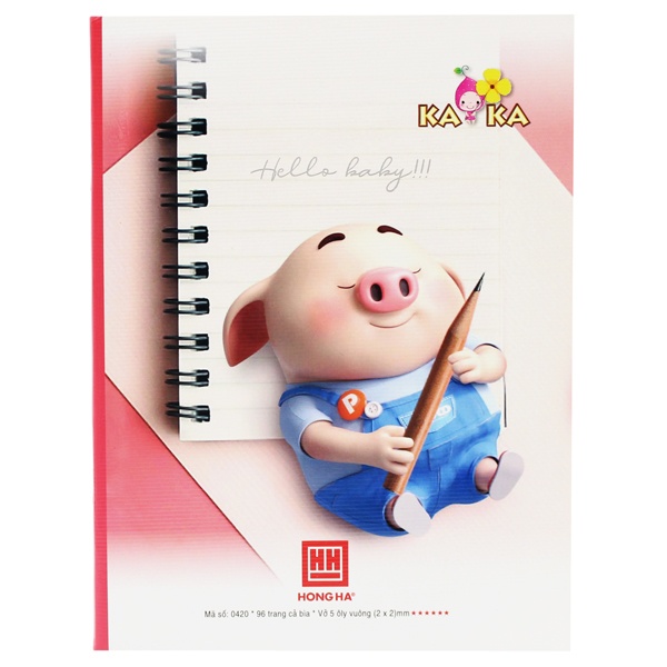 Vở Class Friendly Animal - 5 Ô Ly 96 Trang ĐL 100g/m2 - Hồng Hà 0420 - Hình Heo 3