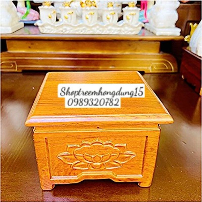 Chân đế gỗ hương khắc sen siêu VIP, đôn kê tượng cao cấp đủ kích thước