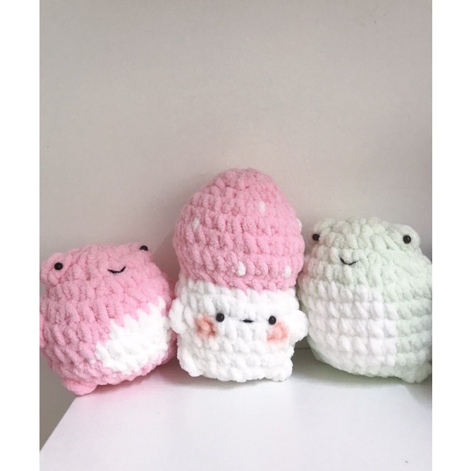 Thú bông ếch bằng len nhung siêu mềm