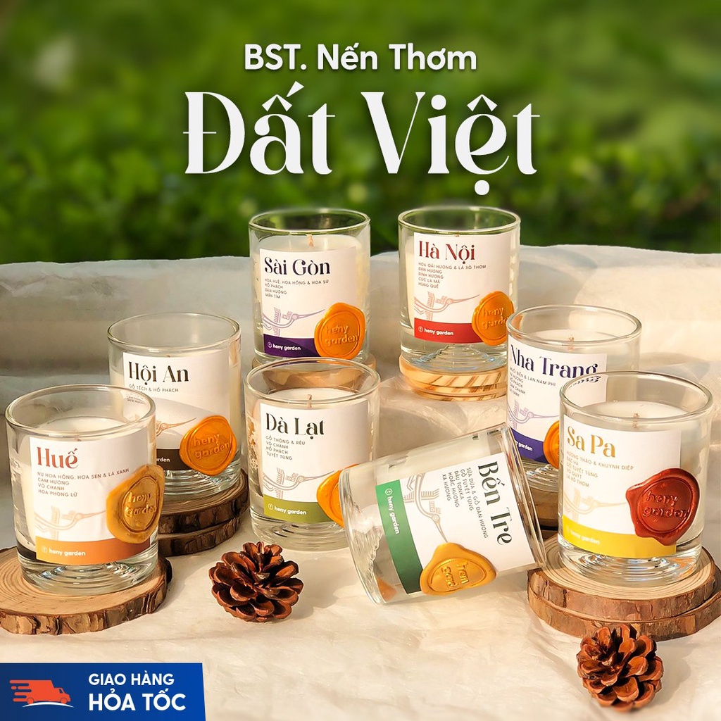 Nến Thơm Đất Việt HENY GARDEN Thư Giãn Dễ Ngủ Với Mùi Hương Từ Địa Danh Việt Nam