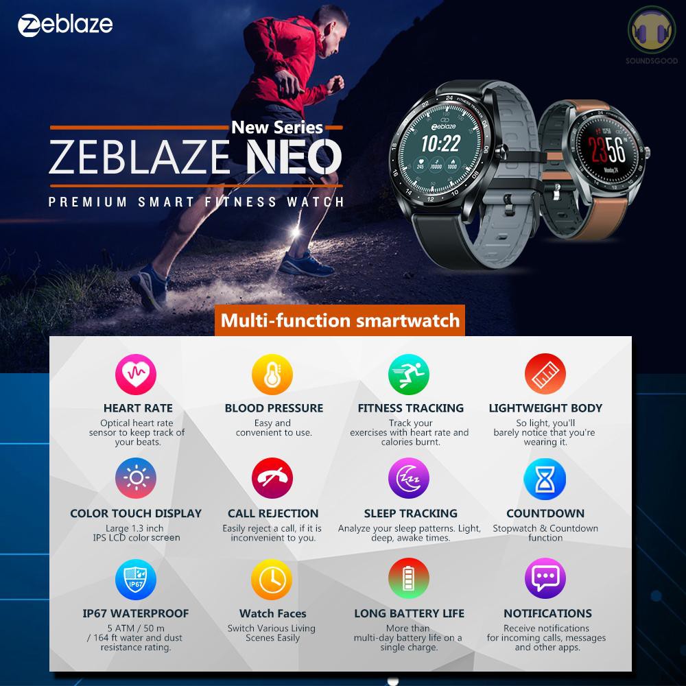 Bộ Đồng Hồ Thông Minh Zeblaze Neo 1.3-inch Ips Bt4.0 Chống Nước Tương Thích Với Ios 8.0 / Androidi