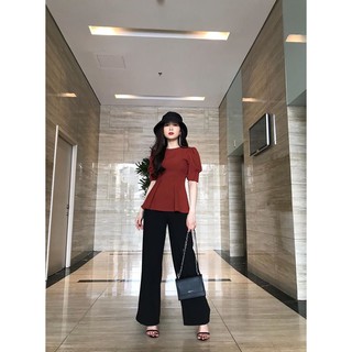 Áo Công Sở Tay Phồng Xếp Ly, Eo Peplum (Hàng Cao Cấp)