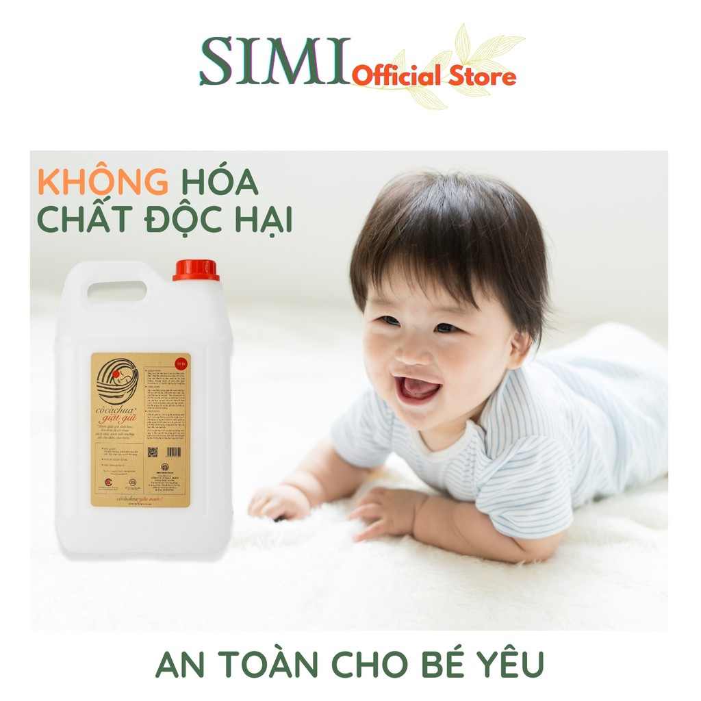 Nước giặt hữu cơ Cô Cà Chua máy cửa trước trên xả tay thơm quần áo trẻ bé sơ sinh đồ lót nam nữ tinh dầu quế 10L SIMI