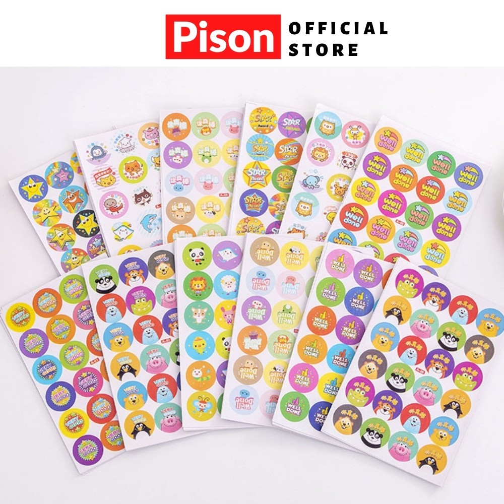 Bộ Sticker 240 tem tích điểm Pison dễ thương, hình dán cute trang trí đáng yêu giá rẻ – 1 bộ