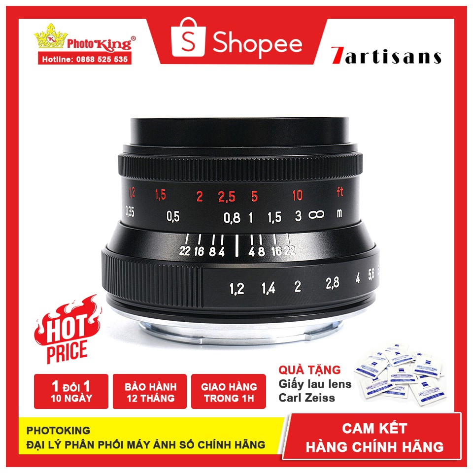 Ống kính MF 7Artisans 35mm f1.2 Mark II cho Sony E, Fujifilm X, Olympus M43, Canon EOS-M và Nikon Z