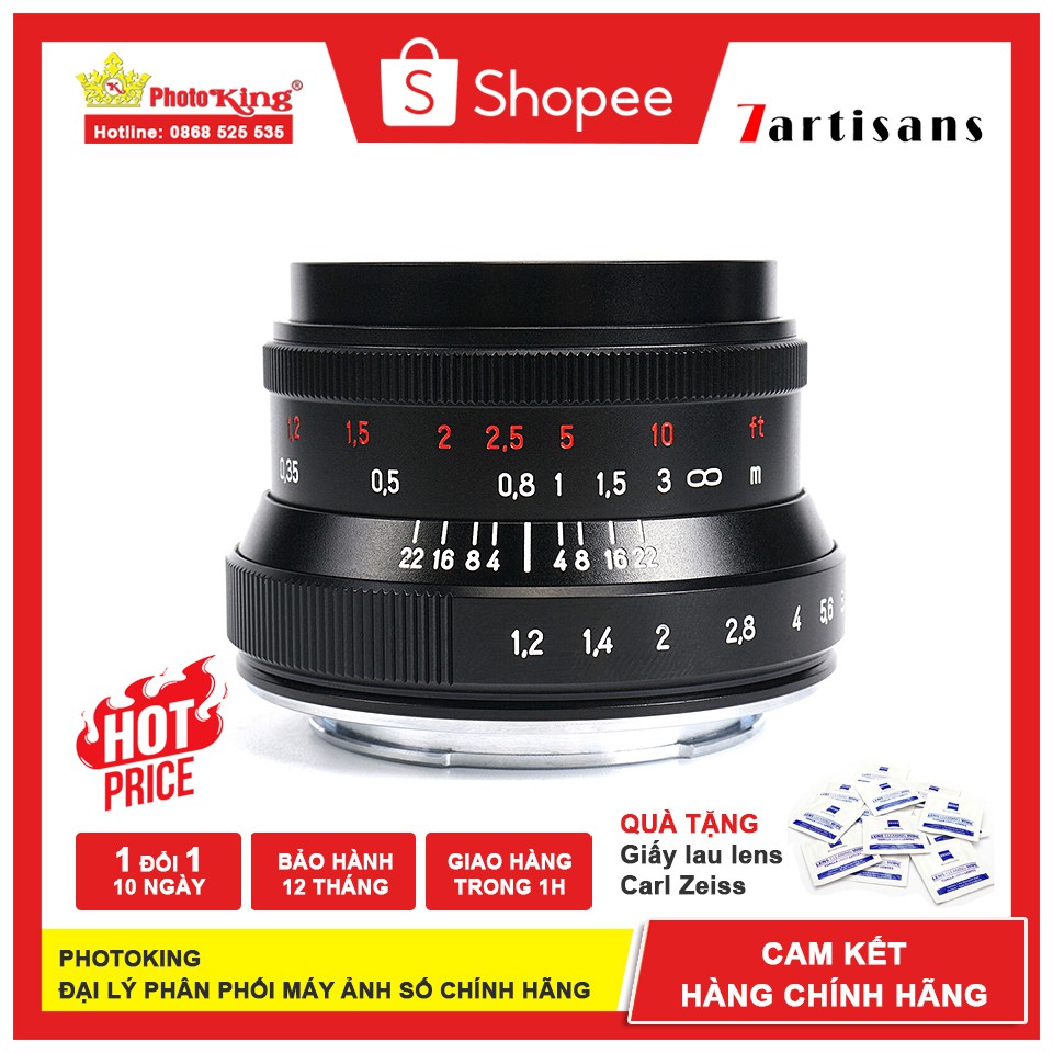 (Chính hãng) Ống kính MF 7Artisans 35mm f1.2 Mark II cho Sony E, Fujifilm X, Olympus M43, Canon EOS-M và Nikon Z