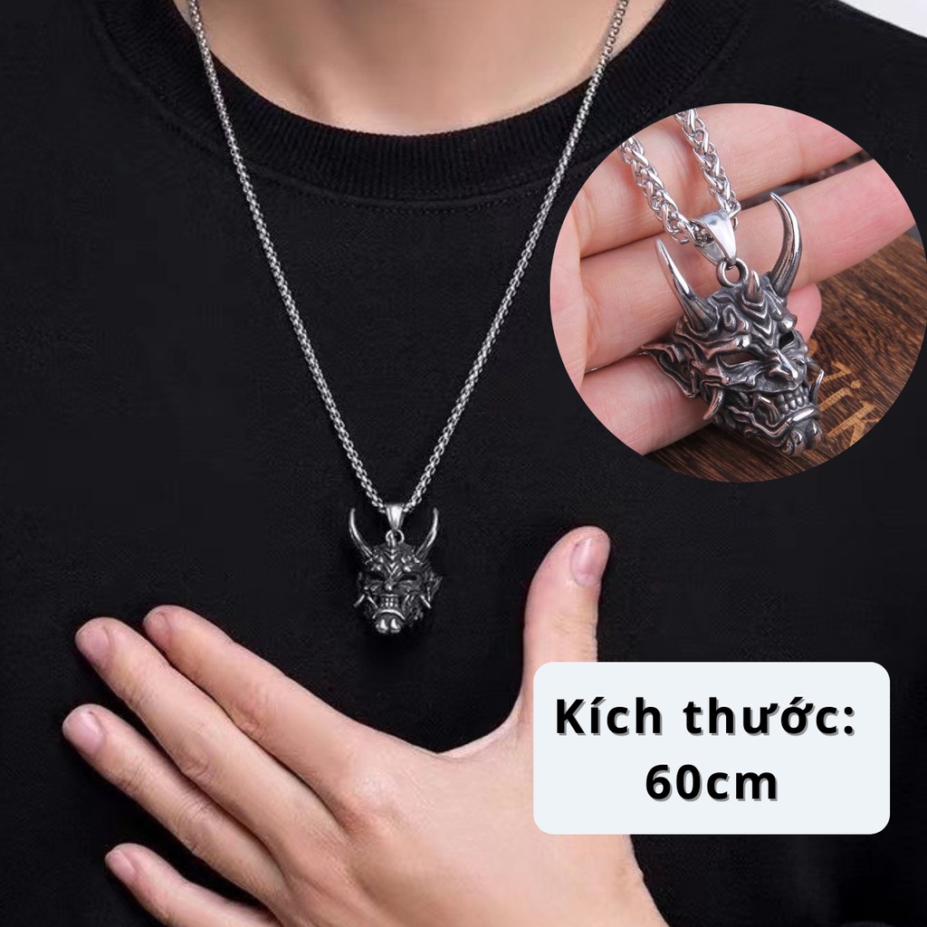 Dây chuyền nam mặt hình đầu lâu SAZ kim loại cao cấp chống gỉ độc đáo phong cách âu hàn thời trang - Vòng Cổ bạc Samurai