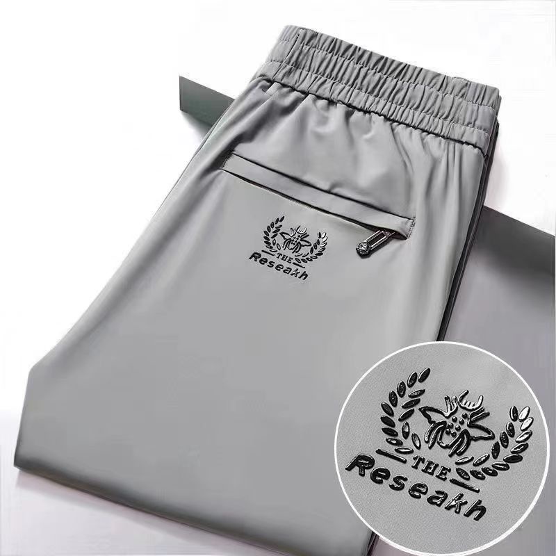 Quần Dài Thể Thao Vải Lụa Lạnh Mỏng Dáng Rộng Lưng Thun Nhanh Khô Thời Trang Mùa Hè Cho Nam